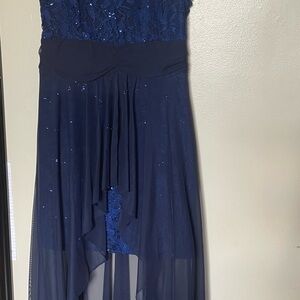 Elegant Navy Blue Strapless Dress